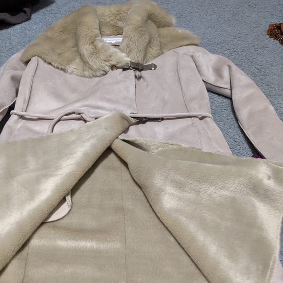 CALVIN KLEIN SUEDE LIKE MID LENGTH COAT - Picture 4 of 5